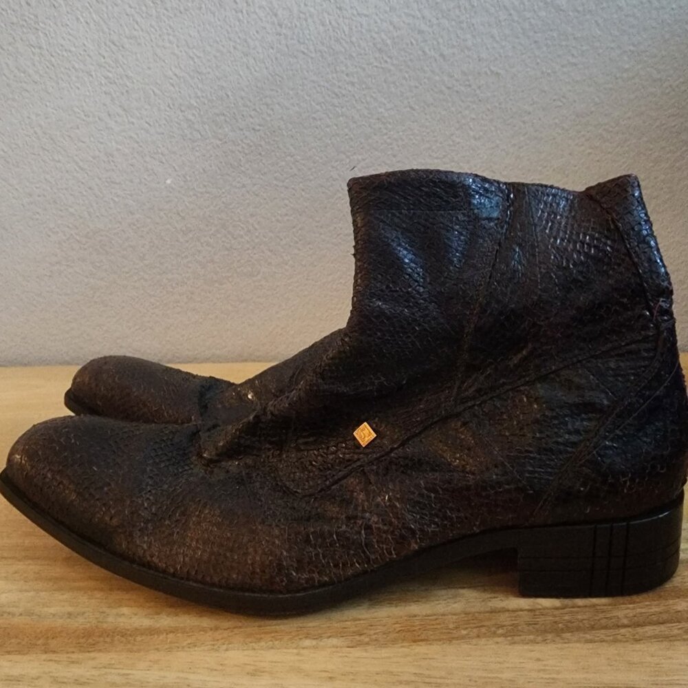 Jo Ghost Boots Mens Size 45 Exotic Leather Zipper Ankle Made In Italy Dress - Picture 11 of 16
